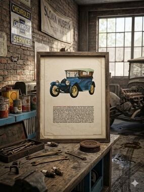 Vintage Blue Car Art Print